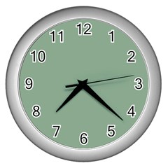 Mossy Green Wall Clocks (silver)  by snowwhitegirl