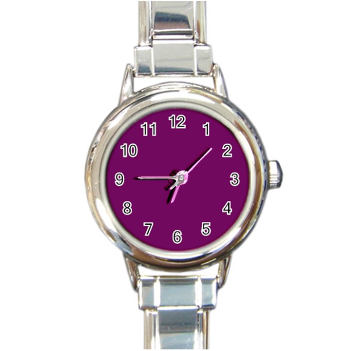 Magenta Ish Purple Round Italian Charm Watch