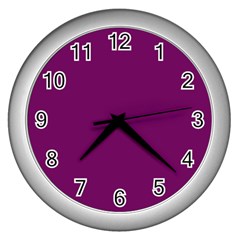 Magenta Ish Purple Wall Clocks (silver)  by snowwhitegirl