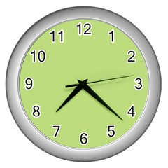 Grassy Green Wall Clocks (silver)  by snowwhitegirl