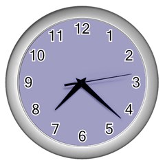 Grey Violet Wall Clocks (silver)  by snowwhitegirl