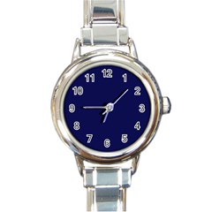 Dark Navy Round Italian Charm Watch by snowwhitegirl