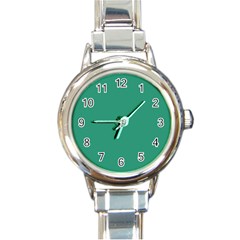 Teal Ocean Round Italian Charm Watch by snowwhitegirl