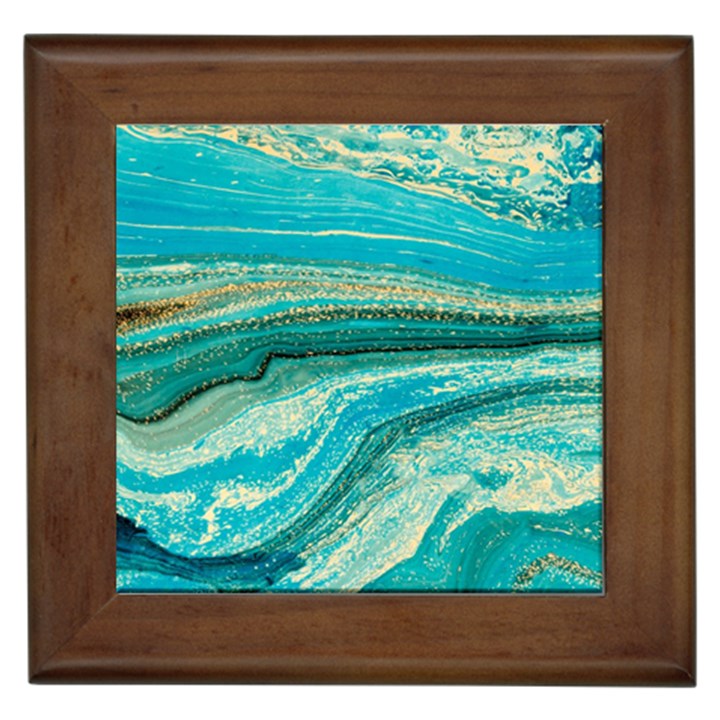 Mint,gold,marble,nature,stone,pattern,modern,chic,elegant,beautiful,trendy Framed Tiles