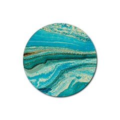 Mint,gold,marble,nature,stone,pattern,modern,chic,elegant,beautiful,trendy Rubber Coaster (round)  by NouveauDesign