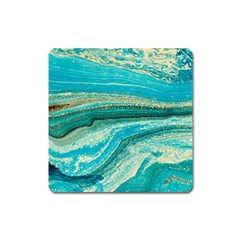 Mint,gold,marble,nature,stone,pattern,modern,chic,elegant,beautiful,trendy Square Magnet by NouveauDesign