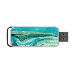 Mint,gold,marble,nature,stone,pattern,modern,chic,elegant,beautiful,trendy Portable Usb Flash (one Side) by NouveauDesign