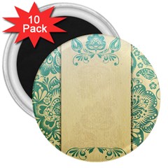 Art Nouveau Green 3  Magnets (10 Pack)  by NouveauDesign