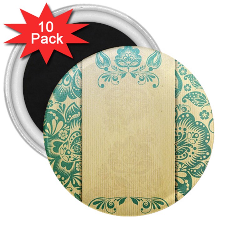 art nouveau green 3  Magnets (10 pack) 