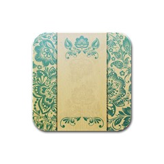 Art Nouveau Green Rubber Square Coaster (4 Pack)  by NouveauDesign