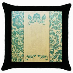 Art Nouveau Green Throw Pillow Case (black) by NouveauDesign