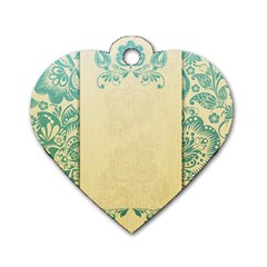 Art Nouveau Green Dog Tag Heart (two Sides)