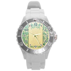 Art Nouveau Green Round Plastic Sport Watch (l) by NouveauDesign