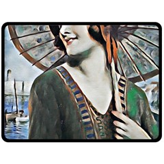 Lady Of Summer 1920 Art Deco Fleece Blanket (large)  by NouveauDesign