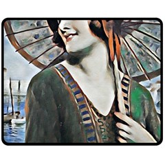 Lady Of Summer 1920 Art Deco Fleece Blanket (medium)  by NouveauDesign