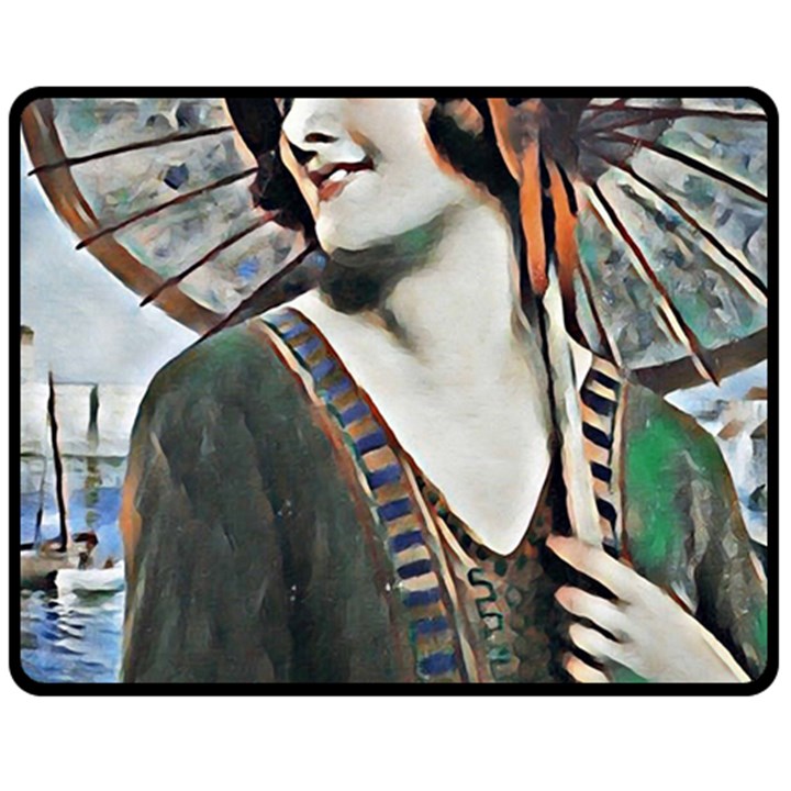 lady of summer 1920 art deco Fleece Blanket (Medium) 