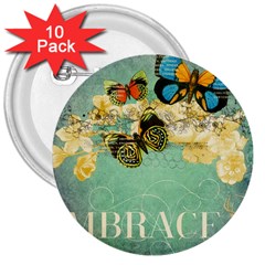 Embrace Shabby Chic Collage 3  Buttons (10 Pack)  by NouveauDesign