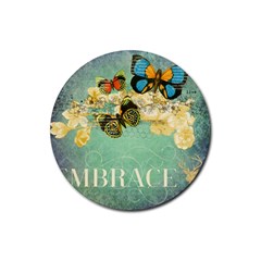 Embrace Shabby Chic Collage Rubber Coaster (round)  by NouveauDesign