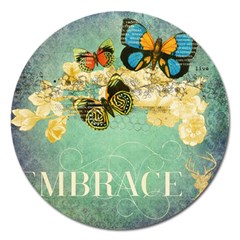 Embrace Shabby Chic Collage Magnet 5  (round) by NouveauDesign