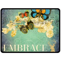 Embrace Shabby Chic Collage Fleece Blanket (large)  by NouveauDesign