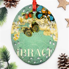 Embrace Shabby Chic Collage Ornament (oval Filigree) by NouveauDesign