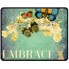 Embrace Shabby Chic Collage Double Sided Fleece Blanket (medium)  by NouveauDesign