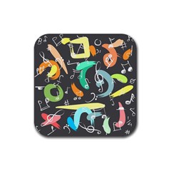 Repetition Seamless Child Sketch Rubber Coaster (square)  by Nexatart