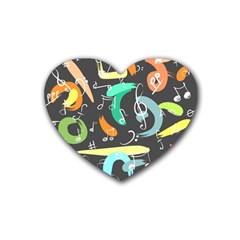 Repetition Seamless Child Sketch Rubber Coaster (heart)  by Nexatart