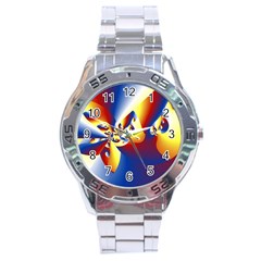 Mandelbrot Math Fractal Pattern Stainless Steel Analogue Watch by Nexatart