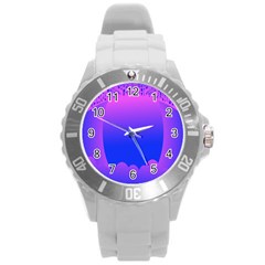 Abstract Bright Color Round Plastic Sport Watch (l) by Nexatart