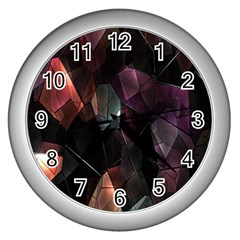 Crystals Background Design Luxury Wall Clocks (silver)  by Nexatart