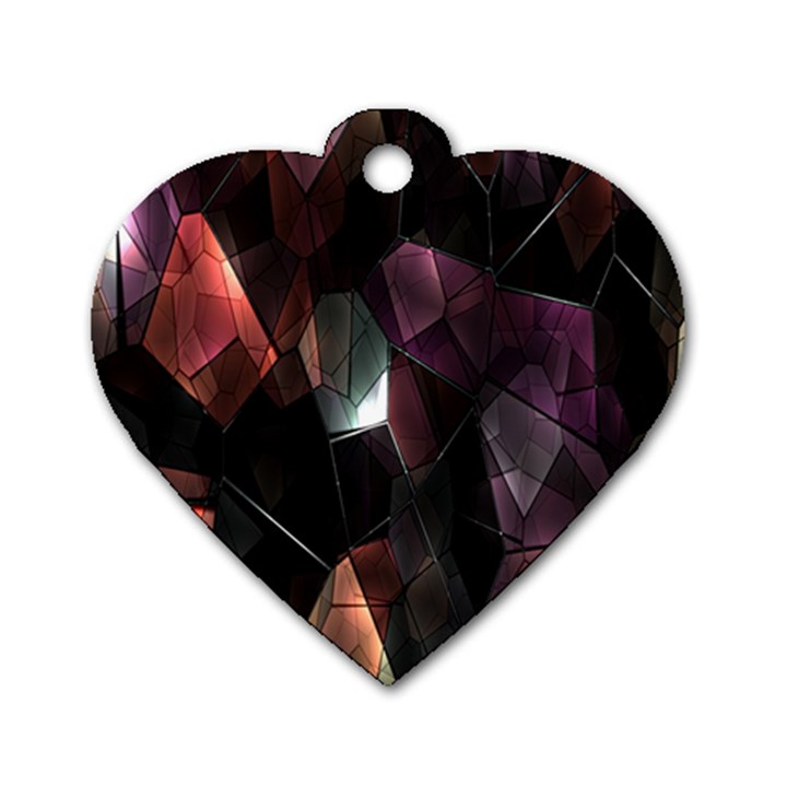 Crystals Background Design Luxury Dog Tag Heart (Two Sides)