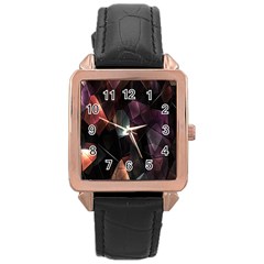 Crystals Background Design Luxury Rose Gold Leather Watch  by Nexatart