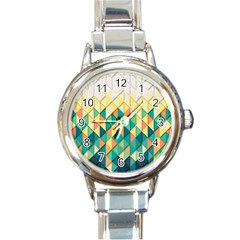 Background Geometric Triangle Round Italian Charm Watch by Nexatart