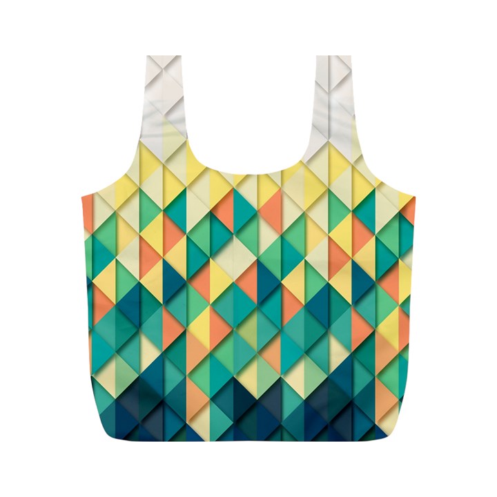 Background Geometric Triangle Full Print Recycle Bags (M) 