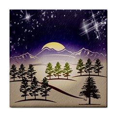 Background Christmas Snow Figure Tile Coasters