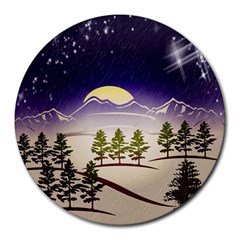 Background Christmas Snow Figure Round Mousepads