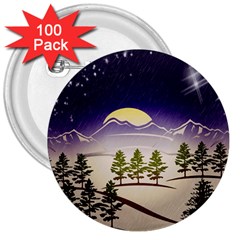 Background Christmas Snow Figure 3  Buttons (100 pack) 