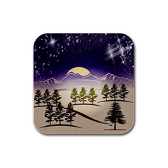 Background Christmas Snow Figure Rubber Square Coaster (4 pack) 