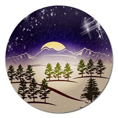 Background Christmas Snow Figure Magnet 5  (round) by Nexatart