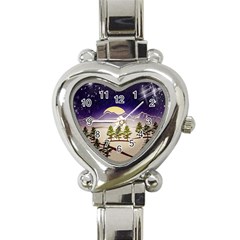 Background Christmas Snow Figure Heart Italian Charm Watch by Nexatart