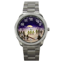 Background Christmas Snow Figure Sport Metal Watch by Nexatart