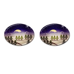 Background Christmas Snow Figure Cufflinks (oval) by Nexatart