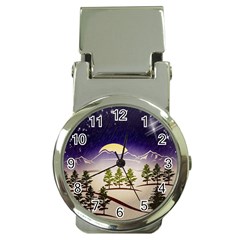 Background Christmas Snow Figure Money Clip Watches by Nexatart