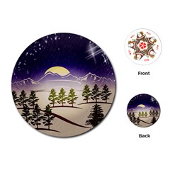 Background Christmas Snow Figure Playing Cards (Round) 