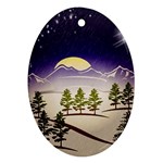 Background Christmas Snow Figure Oval Ornament (Two Sides) Front