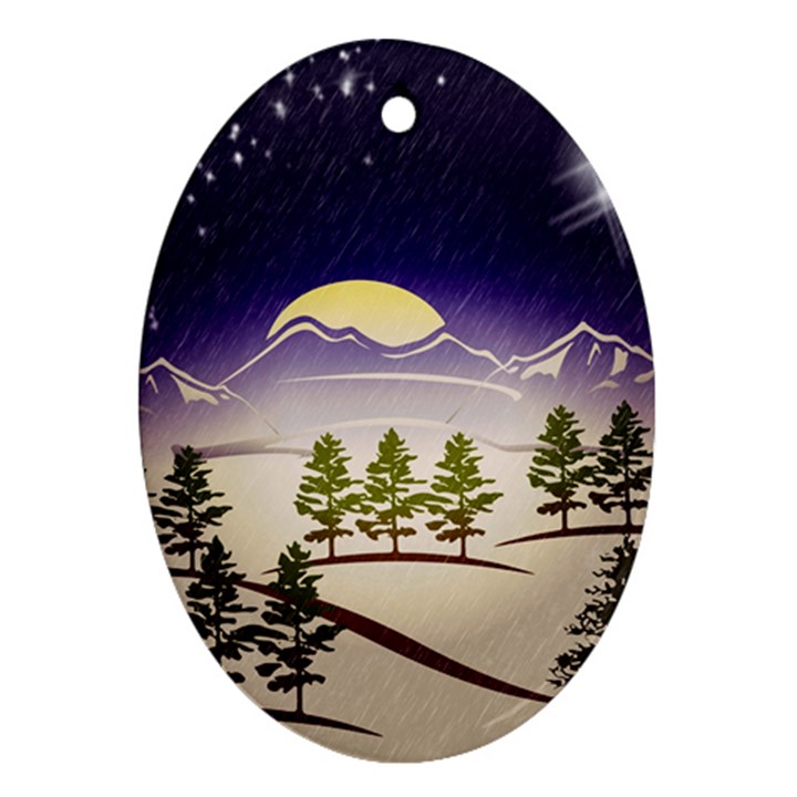 Background Christmas Snow Figure Oval Ornament (Two Sides)