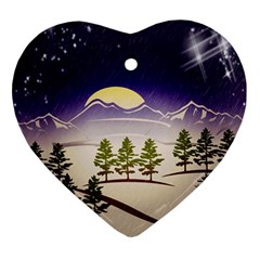 Background Christmas Snow Figure Heart Ornament (two Sides) by Nexatart