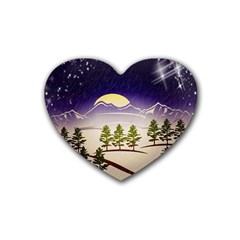 Background Christmas Snow Figure Rubber Coaster (Heart) 