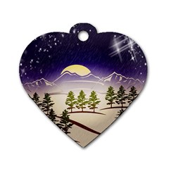 Background Christmas Snow Figure Dog Tag Heart (one Side) by Nexatart